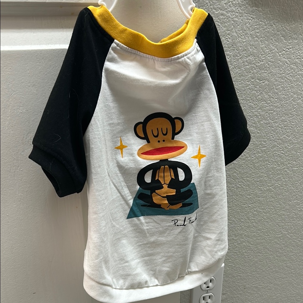 Dog Shirt! Paul Frank Meditating Monkey Raglan Tee